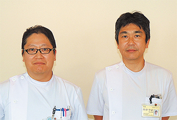 「AICS は簡易なため、がん検診や人間ドックを受ける良いきっかけになります」と若山院長（右）、森・副技師長