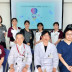 がんセンターのスタッフ。(前列左から)森・緩和ケア認定看護師、古河顧問、金山センター長、平田部長、後列左が齋藤主任、同右が藤井MSW